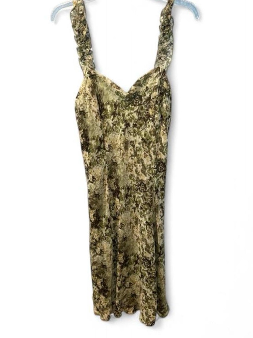 connected apparel Olive Tone Floral Slip Maxi Dress